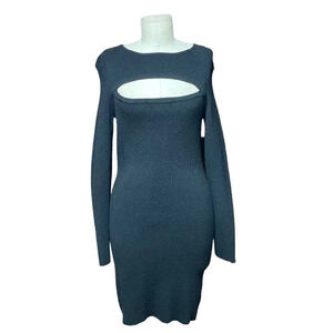Torn by Ronny Kobo Cut Out Neckline Black Sweater Dress Size Large‎